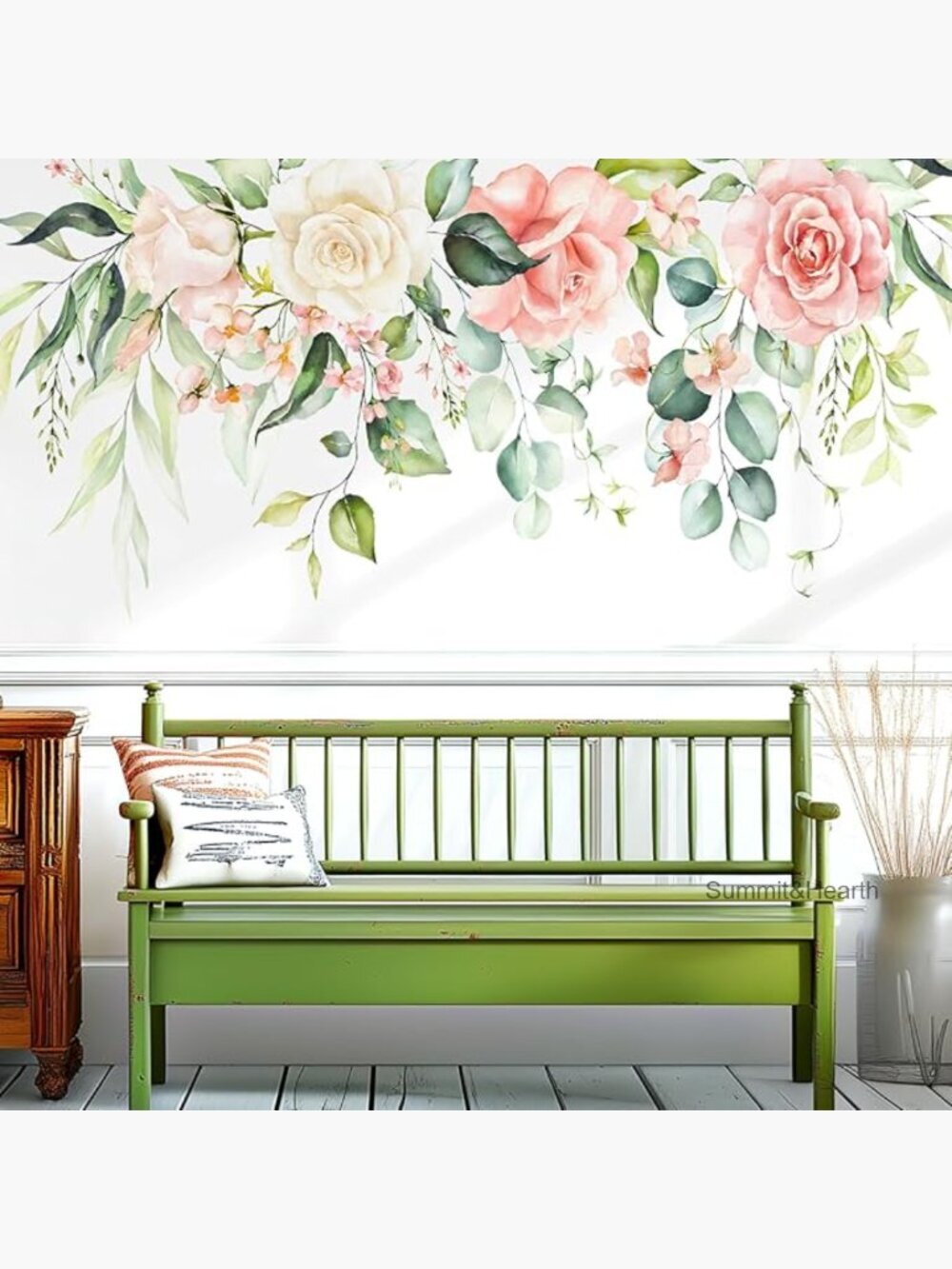 Large Peel and Stick Floral Leaf Wall Decals, Removable Vinyl Stickers Home